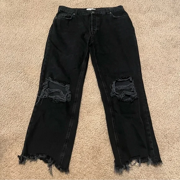 Free People Maggie Mid-Rise Straight Black Jeans SIZE 28 - Picture 2 of 5